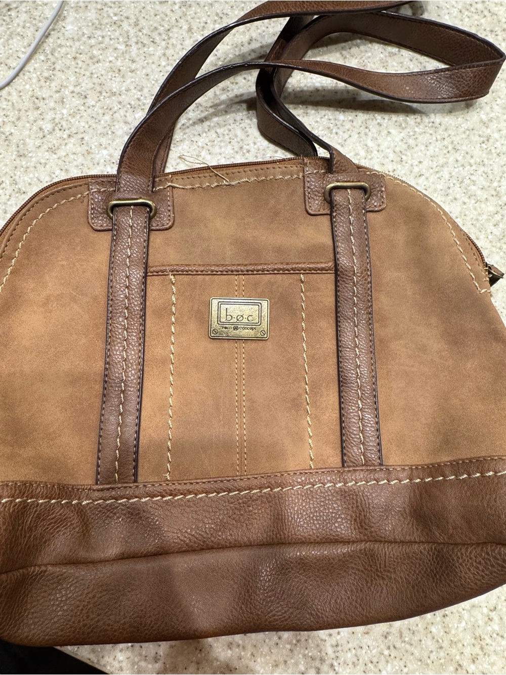 b.o.c. Born Concept Faux Leather Tote Bag - Brown with Contrast Stitching